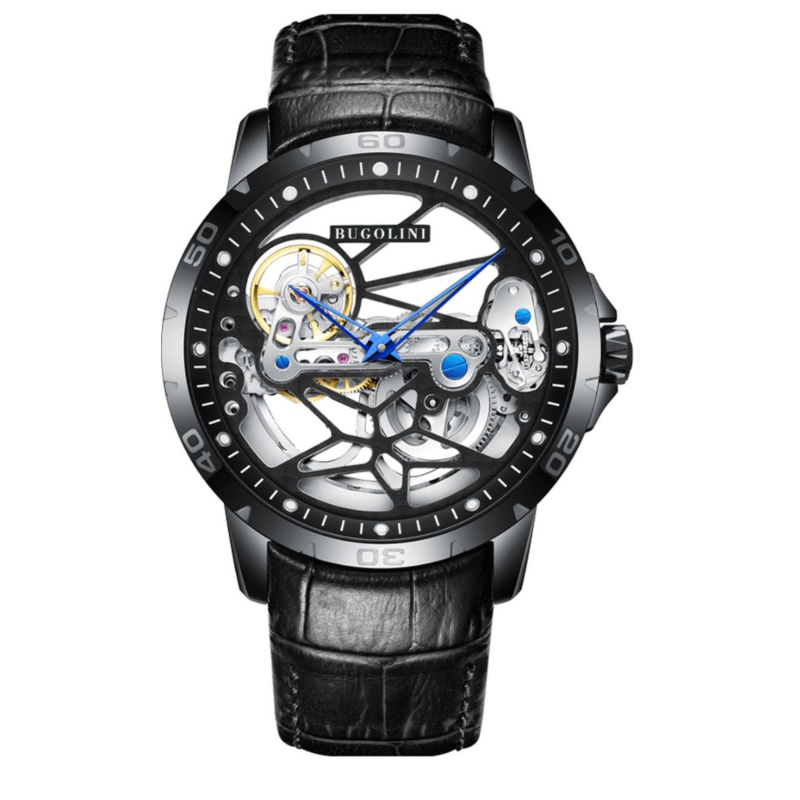 BUGOLINI® Orbis Steel - 46mm Automatic Mechanical Watch for Men - Black