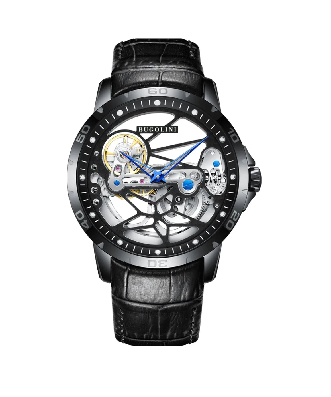 BUGOLINI® Orbis Steel - 46 mm automatisch mechanisch herenhorloge - zwart