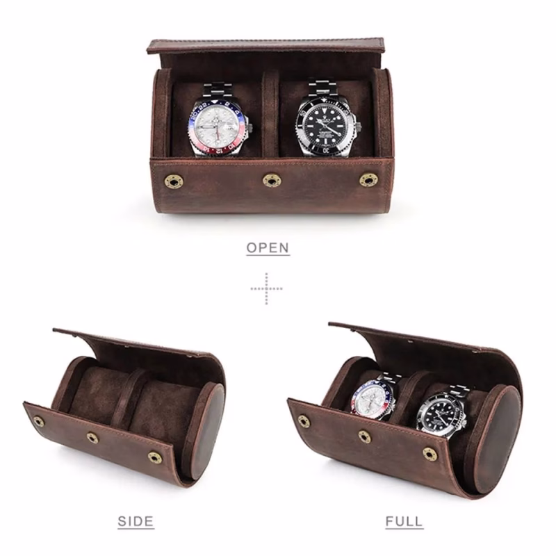 BUGOLINI ANTIQUS10 - Double Watch Holder - Leather Watch Holder with Button Closure - Suitable for 2 Watches - Image 9