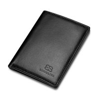 BUGOLINI MACER - Thin Cash & Card Holder - Compact Real Leather Wallet - Black