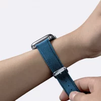 BUGOLINI Versus - Watch Strap With Buckle Clasp Made Of Alcantara - Suitable For iWatch 42, 44 En 45MM - Sea Blue - Image 3