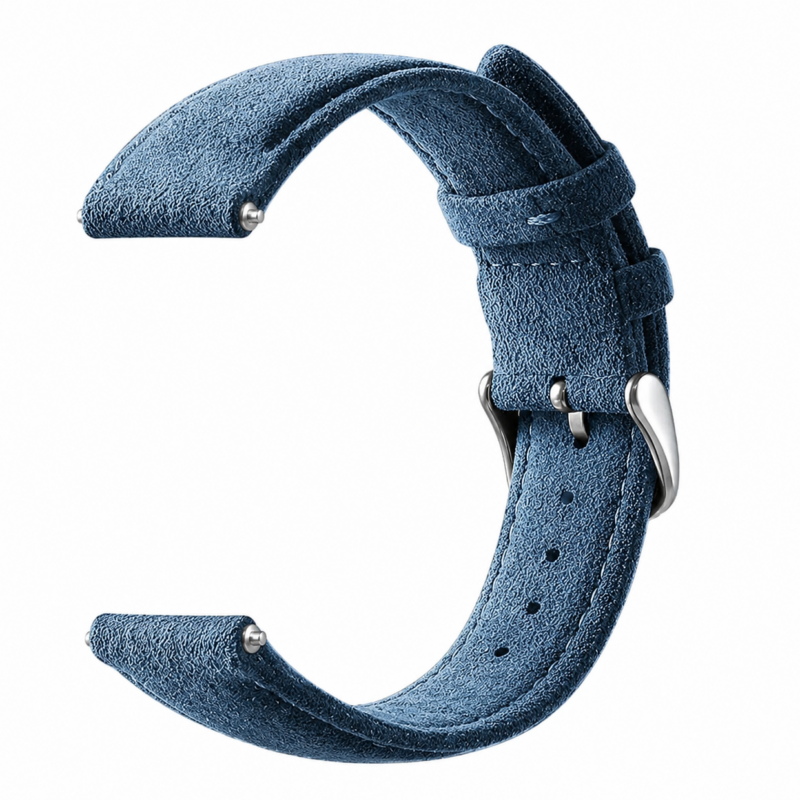 BUGOLINI Versus - Watch Strap With Buckle Clasp Made Of Alcantara - Suitable For iWatch 42, 44 En 45MM - Sea Blue