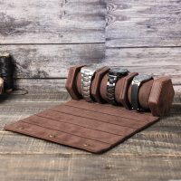 BUGOLINI Sasori-Y - 3 Slot Leather Watch Holder With Button Clasp - Retro Watch Holder - Genuine Leather - Coffee - Image 3