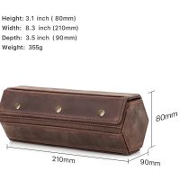 BUGOLINI Sasori-Y - 3 Slot Leather Watch Holder With Button Clasp - Retro Watch Holder - Genuine Leather - Coffee - Image 4