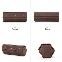 BUGOLINI Sasori-Y - 3 Slot Leather Watch Holder With Button Clasp - Retro Watch Holder - Genuine Leather - Coffee - Image 5