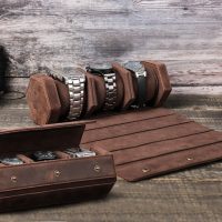 BUGOLINI Sasori-Y - 3 Slot Leather Watch Holder With Button Clasp - Retro Watch Holder - Genuine Leather - Coffee - Image 6