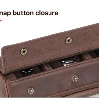BUGOLINI Sasori-Y - 3 Slot Leather Watch Holder With Button Clasp - Retro Watch Holder - Genuine Leather - Coffee - Image 7
