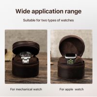 BUGOLINI Sarutobi - 1 Slot Leather Watch Holder With Zipper - Retro Watch Holder - Sincerus Leather - Coffee - Image 6
