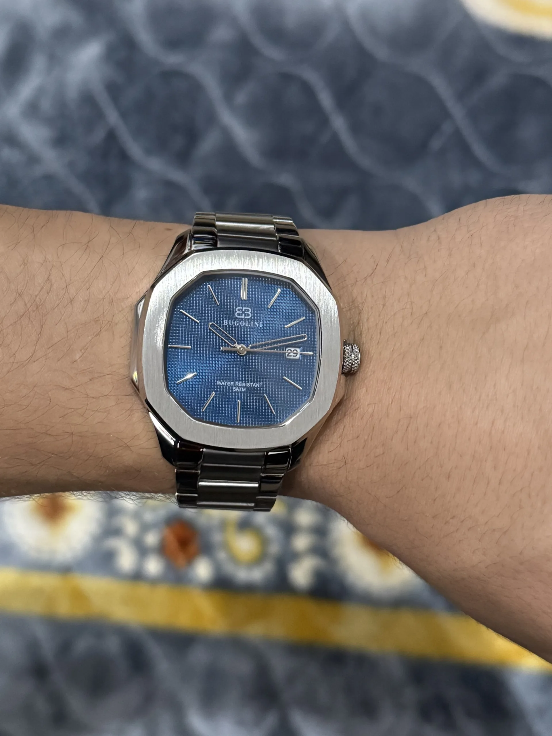 BUGOLINI Classe - 45 mm stalen horloge - MIYOTA-kwartsuurwerk - Waterdicht - In te korten stalen band - Zilver/blauw - Afbeelding 6