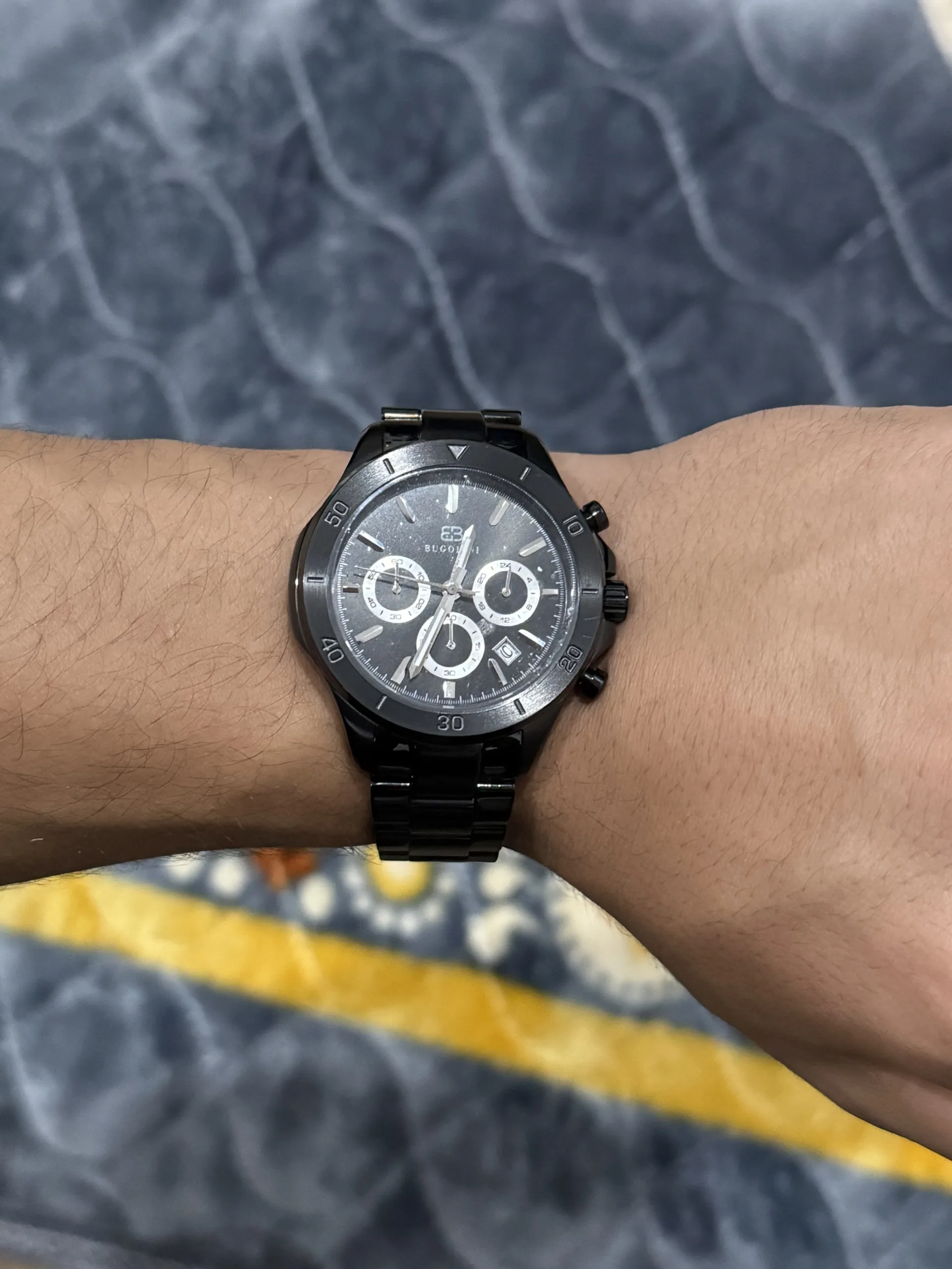 BUGOLINI Panthera - 51mm - Steel Chrono Watch - MIYOTA Quartz Movement - Waterproof - Shortenable Steel Strap - Black - Image 6