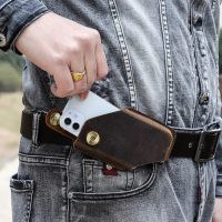 BUGOLINI® Felis - Portable Phone Holder for Men - Genuine Leather - Smartphone up to 6.7 inch - Brown - Image 12