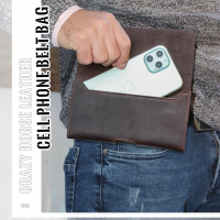 BUGOLINI Milian – Leather Phone Waist Bag – Magnetic Closure – Up to 6.7 Inch – Pocket for Bills – Phone Holder – Space for 3 Cards – Coffee - Image 5
