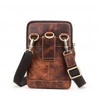 BUGOLINI Potens – Leather Shoulder Bag With 4 Compartments - 5 Card Slots - Adjustable Shoulder Strap (84-150 cm) – Phone Up To 5.8 Inch – Zipper Closure – Passport Pocket - Coffee - Image 5