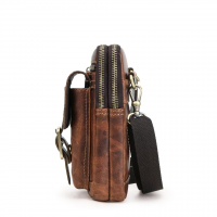 BUGOLINI Potens – Leather Shoulder Bag With 4 Compartments - 5 Card Slots - Adjustable Shoulder Strap (84-150 cm) – Phone Up To 5.8 Inch – Zipper Closure – Passport Pocket - Coffee - Image 4