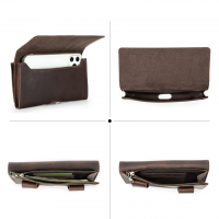 BUGOLINI Milian – Leather Phone Waist Bag – Magnetic Closure – Up to 6.7 Inch – Pocket for Bills – Phone Holder – Space for 3 Cards – Coffee - Image 11