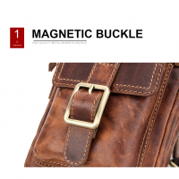 BUGOLINI Potens – Leather Shoulder Bag With 4 Compartments - 5 Card Slots - Adjustable Shoulder Strap (84-150 cm) – Phone Up To 5.8 Inch – Zipper Closure – Passport Pocket - Coffee - Image 14