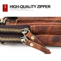 BUGOLINI Potens – Leather Shoulder Bag With 4 Compartments - 5 Card Slots - Adjustable Shoulder Strap (84-150 cm) – Phone Up To 5.8 Inch – Zipper Closure – Passport Pocket - Coffee - Image 16