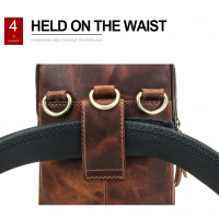 BUGOLINI Potens – Leather Shoulder Bag With 4 Compartments - 5 Card Slots - Adjustable Shoulder Strap (84-150 cm) – Phone Up To 5.8 Inch – Zipper Closure – Passport Pocket - Coffee - Image 17