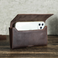 BUGOLINI Milian – Leather Phone Waist Bag – Magnetic Closure – Up to 6.7 Inch – Pocket for Bills – Phone Holder – Space for 3 Cards – Coffee - Image 2