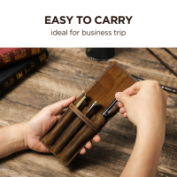 BUGOLINI Asuma - Leather Pen Holder For Three Pens - Cow Leather - Pen Accessories - Stylish Design - Coffee - Image 6