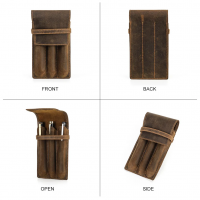 BUGOLINI Asuma - Leather Pen Holder For Three Pens - Cow Leather - Pen Accessories - Stylish Design - Coffee - Image 7