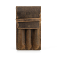 BUGOLINI Asuma - Leather Pen Holder For Three Pens - Cow Leather - Pen Accessories - Stylish Design - Coffee