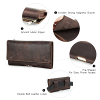 BUGOLINI Milian – Leather Phone Waist Bag – Magnetic Closure – Up to 6.7 Inch – Pocket for Bills – Phone Holder – Space for 3 Cards – Coffee - Image 14