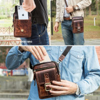 BUGOLINI Potens – Leather Shoulder Bag With 4 Compartments - 5 Card Slots - Adjustable Shoulder Strap (84-150 cm) – Phone Up To 5.8 Inch – Zipper Closure – Passport Pocket - Coffee - Image 11