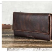 BUGOLINI Milian – Leather Phone Waist Bag – Magnetic Closure – Up to 6.7 Inch – Pocket for Bills – Phone Holder – Space for 3 Cards – Coffee - Image 3