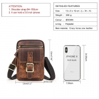 BUGOLINI Potens – Leather Shoulder Bag With 4 Compartments - 5 Card Slots - Adjustable Shoulder Strap (84-150 cm) – Phone Up To 5.8 Inch – Zipper Closure – Passport Pocket - Coffee - Image 23