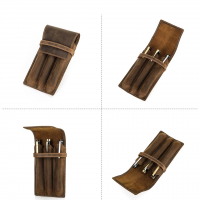 BUGOLINI Asuma - Leather Pen Holder For Three Pens - Cow Leather - Pen Accessories - Stylish Design - Coffee - Image 9