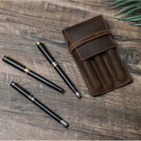 BUGOLINI Asuma - Leather Pen Holder For Three Pens - Cow Leather - Pen Accessories - Stylish Design - Coffee - Image 2