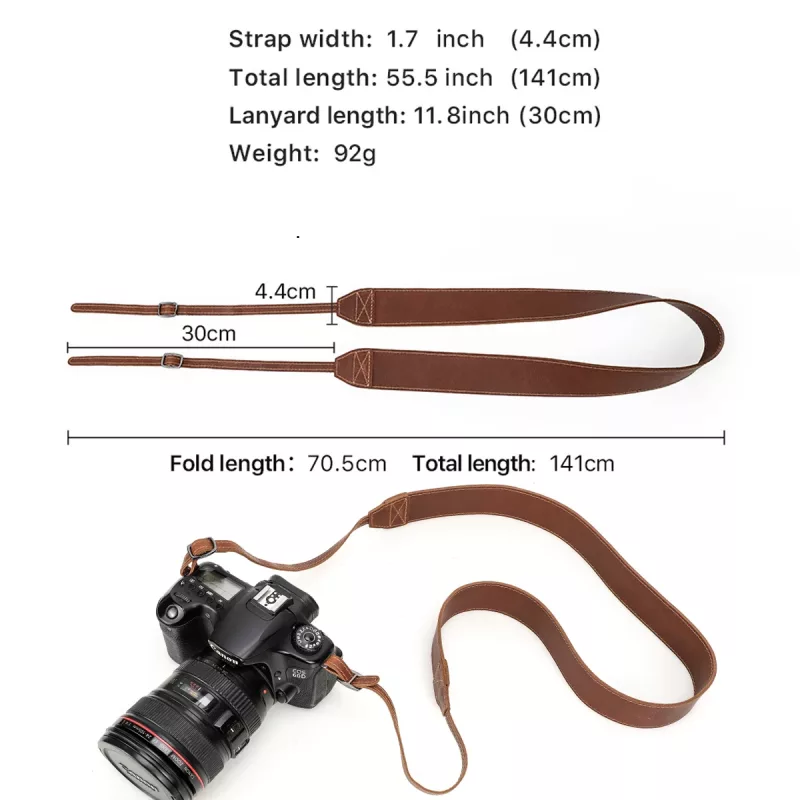 BUGOLINI Ophilia – Leather Adjustable Camera Shoulder Strap – Camera Strap – Carrying Strap - Adjustable (Up to 141cm) - Universal Compatible - Coffee - Image 8