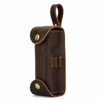 BUGOLINI Aurelia - Leather Golf Ball Portable Handbag - Holds 3 Balls - With Button Closure - With Removable Belt Buckle - 4 Golf Tee Slots - Coffee