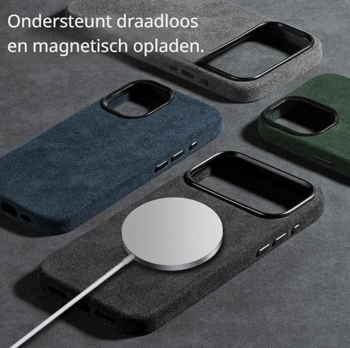 BUGOLINI Alcan-X - Magnetic Alcantara Case Cover Suitable for iPhone 17 Pro Max - 9002 Alcantara Italy - Black - Image 12