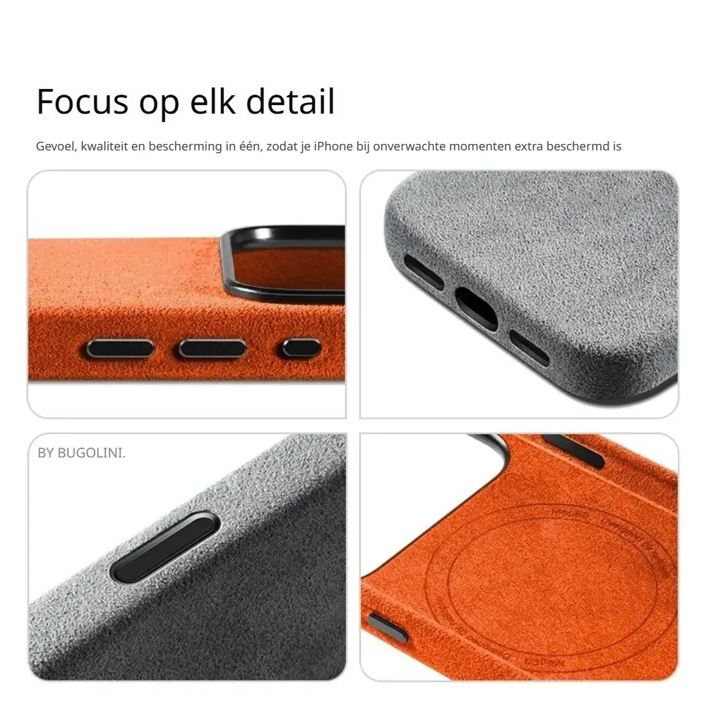 BUGOLINI Alcan-X - Magnetic Alcantara Case Cover Suitable for iPhone 17 Pro Max - 9002 Alcantara Italy - Black - Image 11