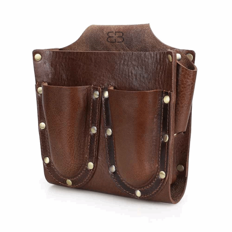BUGOLINI Abellio - PU Leather Tool Bag - 5 Compartments - Belt Loop up to 4.5 cm - Sturdy & Durable - Coffee