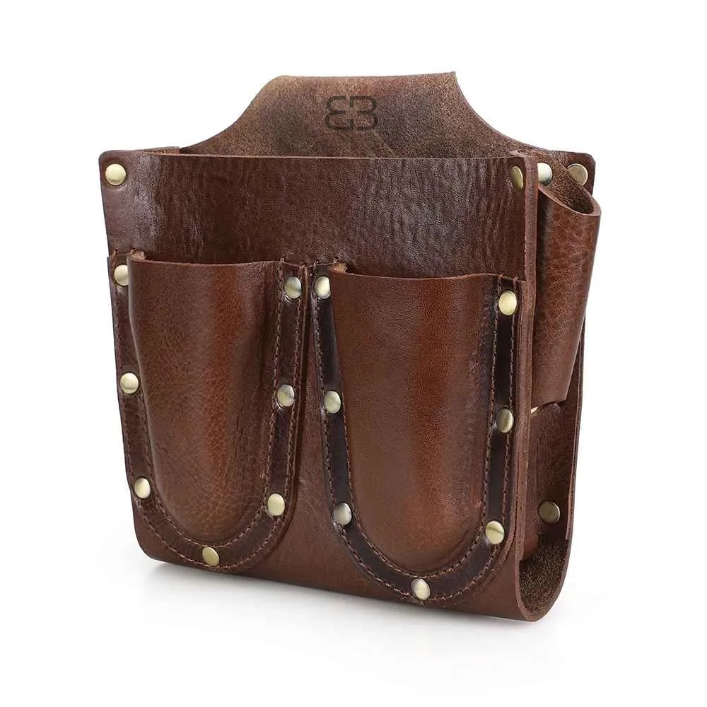 BUGOLINI Abellio - PU Leather Tool Bag - 5 Compartments - Belt Loop up to 4.5 cm - Sturdy & Durable - Coffee