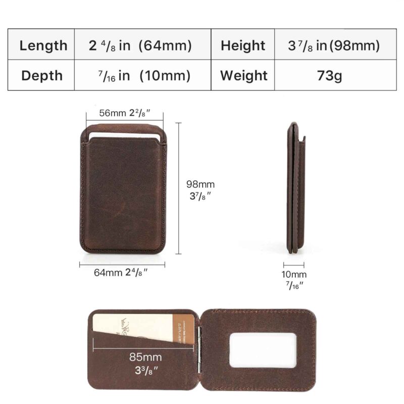BUGOLINI Sagar – MagSafe Card Holder & Phone Stand – PU Leather – Magnetic – Holds up to 3 Cards – Compatible with MagSafe iPhones – Coffee - Image 7