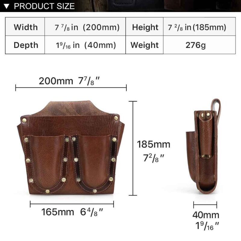 BUGOLINI Abellio - PU Leather Tool Bag - 5 Compartments - Belt Loop up to 4.5 cm - Sturdy & Durable - Coffee - Image 6