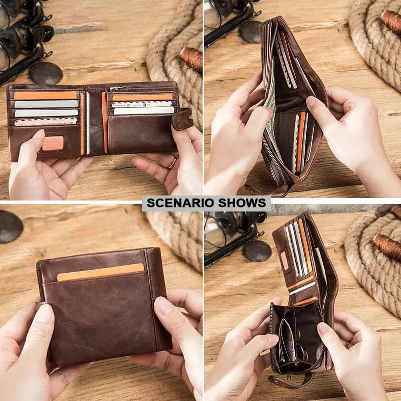 BUGOLINI Kumar - Men's Wallet – Vintage PU Leather – RFID Protection – 17 Compartments – Coin Pocket – Coffee - Image 11