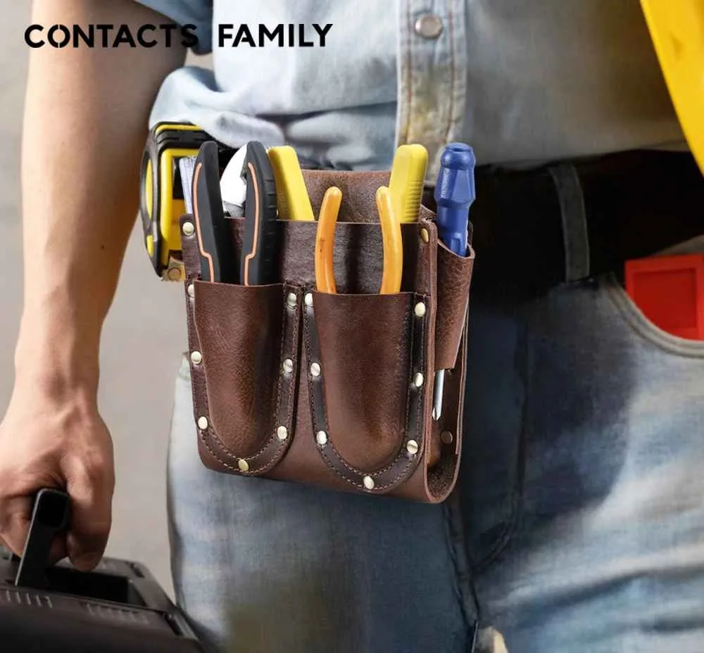 BUGOLINI Abellio - PU Leather Tool Bag - 5 Compartments - Belt Loop up to 4.5 cm - Sturdy & Durable - Coffee - Image 9