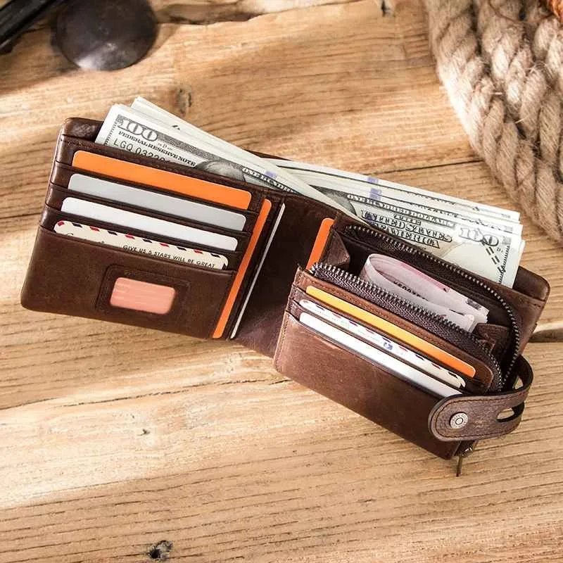BUGOLINI Kumar - Men's Wallet – Vintage PU Leather – RFID Protection – 17 Compartments – Coin Pocket – Coffee - Image 5