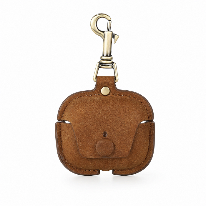 BUGOLINI Chow Genuine Leather AirPods 3 Case - Leather Case with Carabiner Clip – Brown