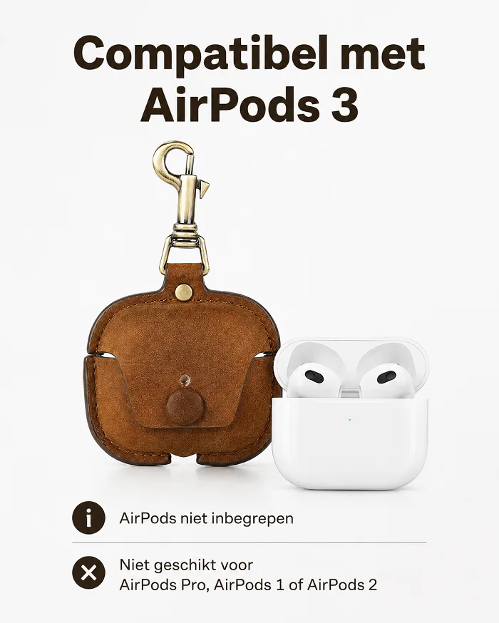 BUGOLINI Chow AirPods 3-Etui aus echtem Leder – Lederetui mit Karabinerhaken – Braun – Bild 5